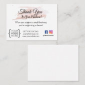 PETITE CARTE DE COMMANDE DE MERCI D'AFFAIRES BLUSH (Devant / Derrière)