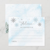 Petite carte de conseil Baby shower bleu Snowflake (Devant / Derrière)