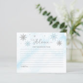 Petite carte de conseil Baby shower bleu Snowflake (Debout devant)