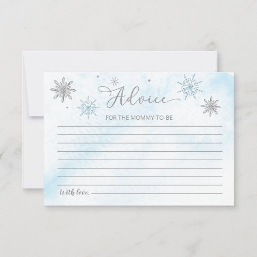Petite carte de conseil Baby shower bleu Snowflake (Devant)