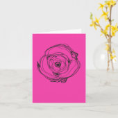 Petite carte de dessin et de poésie rose (Fleur jaune)