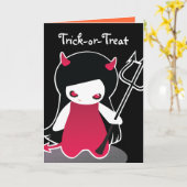 Petite carte de Halloween de diable pour des (Fleur jaune)