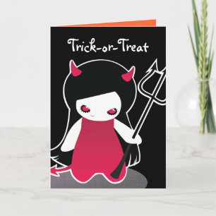 Petite carte de Halloween de diable pour des