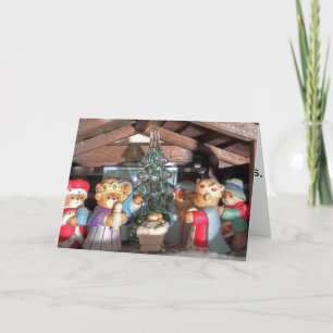 Petite carte de Noël de garçon de batteur