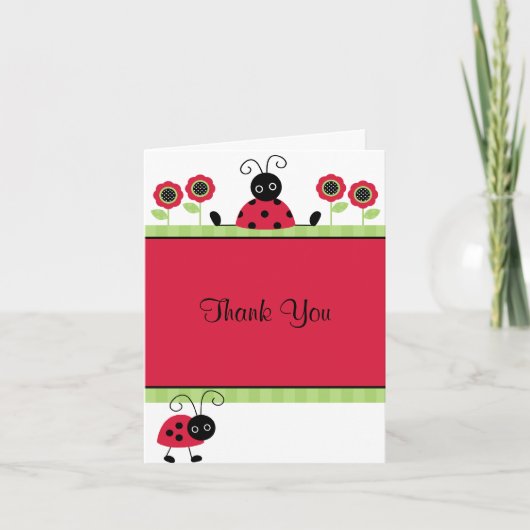 Petite carte de note rouge de Merci de coccinelles (Devant)