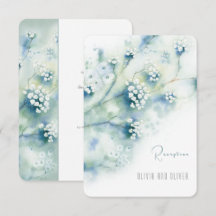 Petite carte de réception aux fleurs blanches