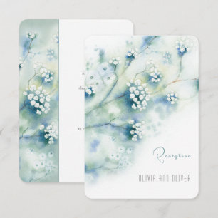 Petite carte de réception aux fleurs blanches