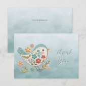 Petite Carte de remerciements aux fleurs roses ble (Devant / Derrière)