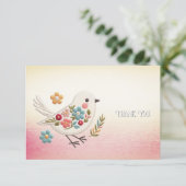 Petite Carte de remerciements Florale d'Oiseau Bla (Debout devant)