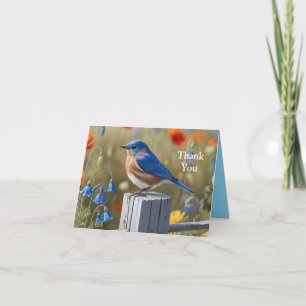 Petite Carte de remerciements pliée d'oiseaux bleu