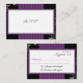 Petite carte de réponse RSVP de mariage violet (Devant / Derrière)