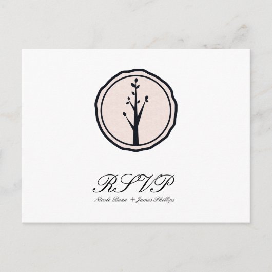 Petite carte de réponse RSVP pour mariage rustique (Devant)