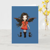 Petite carte de vampire d'Halloween (Fleur jaune)