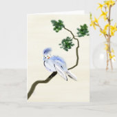 Petite carte de voeux de Sumi-e d'oiseau (Fleur jaune)