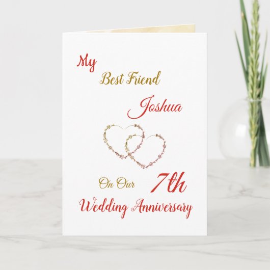 Petite carte de voeux design du 7e anniversaire (Devant)