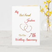 Petite carte de voeux design du 7e anniversaire (Fleur jaune)
