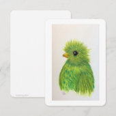 Petite carte de voeux d'oiseaux verts (Devant / Derrière)