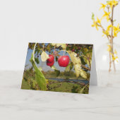 Petite carte de voeux rouge de pommes (Fleur jaune)
