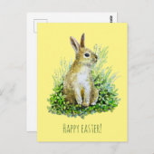 Petite carte postale d'aquarelle lapin (Devant / Derrière)