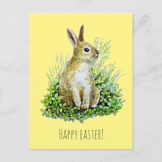 Petite carte postale d'aquarelle lapin (Devant)