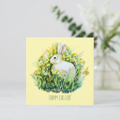 Petite carte postale d'aquarelle lapin (Debout devant)