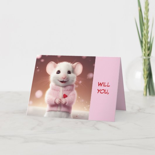 PETITE CARTE VALENTINE DE SOURIS (Devant)