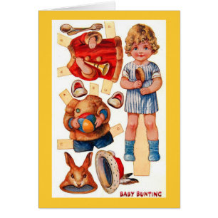 Petite carte vintage d'étamine de bébé de