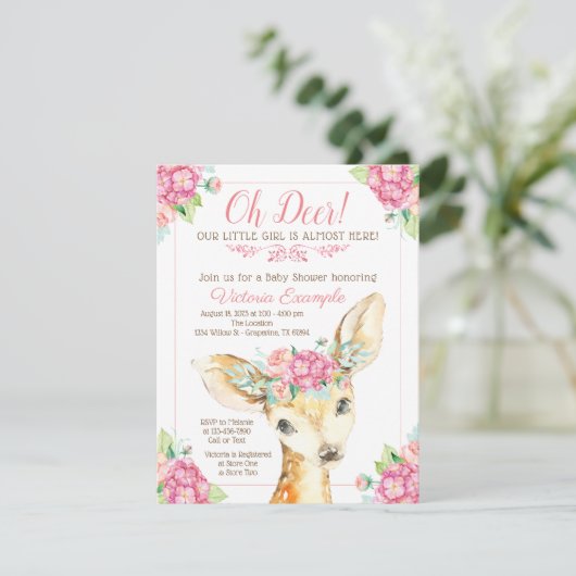 Petite cerf bébé fille douche Invitations (Debout devant)