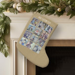 Petite Chaussette De Noël 12 Collage photo avec Arrière - plan or<br><div class="desc">Ajoutez vos photos préférées à ce modèle amusant. Vous pouvez utiliser des photos Instagram ou n'importe quelle photo pour cette grille.</div>