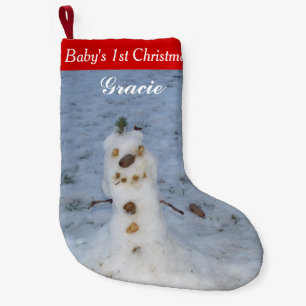 Petite Chaussette De Noël 1er Snowman de Noël pour bébé Nom personnalisé