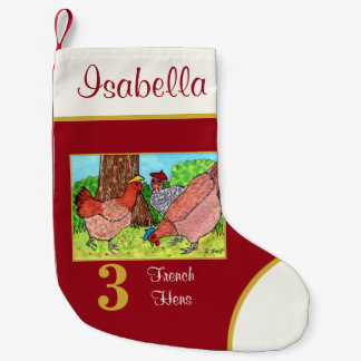 Petite Chaussette De Noël 3 Français Hens Cute Animaux Nom Personnalisé