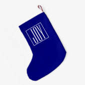Petite Chaussette De Noël 3 Initiales Monogramme | Bleu et blanc de la marin (Dos (Accrochage))