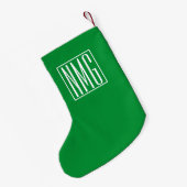 Petite Chaussette De Noël 3 Initiales Monogramme | Vert & Blanc (Dos (Accrochage))