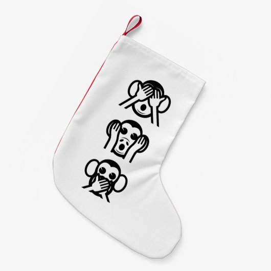 Petite Chaussette De Noël 3 Singes Sages Emoji (Devant (Accrochage))