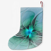 Petite Chaussette De Noël Abstrait De Bleu, Art Fractal Moderne (Dos)