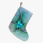 Petite Chaussette De Noël Abstrait De Bleu, Art Fractal Moderne (Devant (Accrochage))
