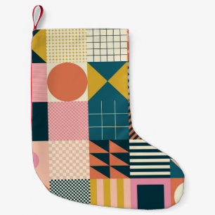 Petite Chaussette De Noël Abstrait géométrique moderne : Conception colorée