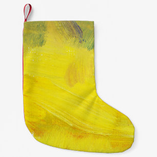 Petite Chaussette De Noël Abstrait Jaune : Texturé, Main Tirée.
