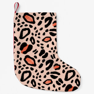 Petite Chaussette De Noël Abstrait léopard aquarelle. Motif poster de animal