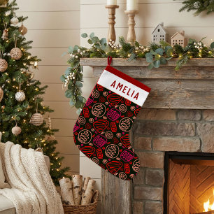 Petite Chaussette De Noël Abstrait moderne ligne rouge une forme Motif