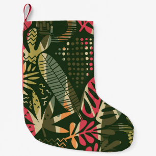 Petite Chaussette De Noël Abstrait motif sans faille avec des feuilles tropi
