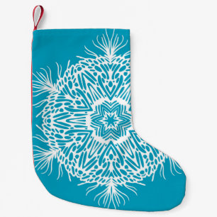 Petite Chaussette De Noël Abstrait motif vintage de flocon de neige créatif.