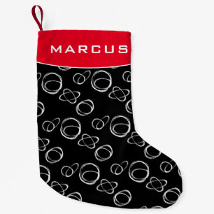 Petite Chaussette De Noël Abstrait Noir et blanc Rouge Nom du Motif