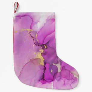 Petite Chaussette De Noël Abstrait violet, or : mélange d'acryliques.