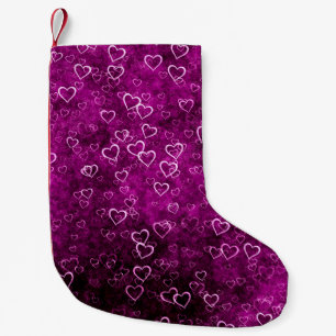 Petite Chaussette De Noël Abstraits beaux coeurs sur bac pourpre en détresse
