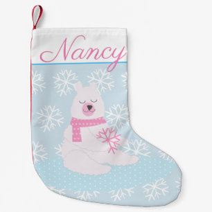 Petite Chaussette De Noël Adorable ours polaire potelé avec des flocons de n