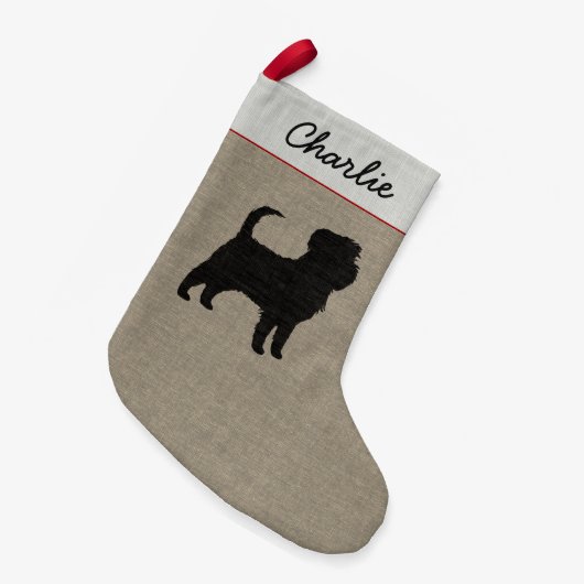 Petite Chaussette De Noël Affenpinscher Chien Silhouette Vacances personnali (Devant (Accrochage))
