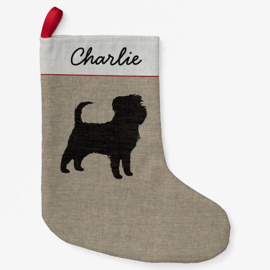 Petite Chaussette De Noël Affenpinscher Chien Silhouette Vacances personnali (Devant)