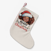 Petite Chaussette De Noël Africain-Américain Joyeux Noël Africain Black (Devant (Accrochage))