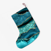 Petite Chaussette De Noël Agate Turquoise Blue Gold Parties scintillant Marb (Dos (Accrochage))